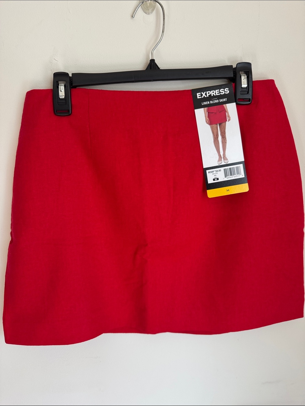 Express Red Linen-Blend Skirt Medium NWT